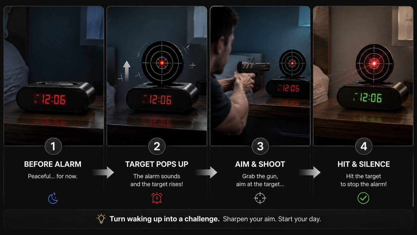 StrikeClock™ Shooting Alarm Clock